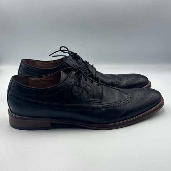 Johnston & Murphy Men's 20-2231 Conard E16 Black Wing Tip Oxford‎ Size 12 M - Picture 1 of 14